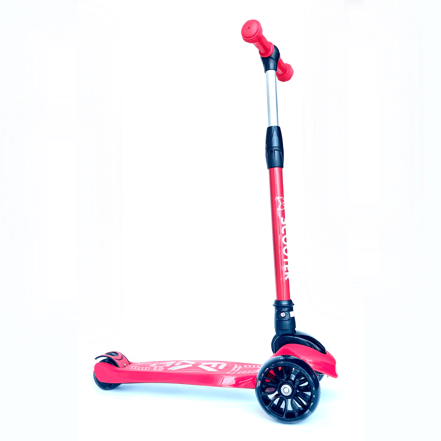 Scooter azul de tres ruedas para niños, marca , con marco de aluminio resistente, manillar ajustable y ruedas LED.
